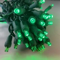 Christmas Light Store 13 50-light 5mm Green LED Christmas Lights, Green Wire 6" Spacing