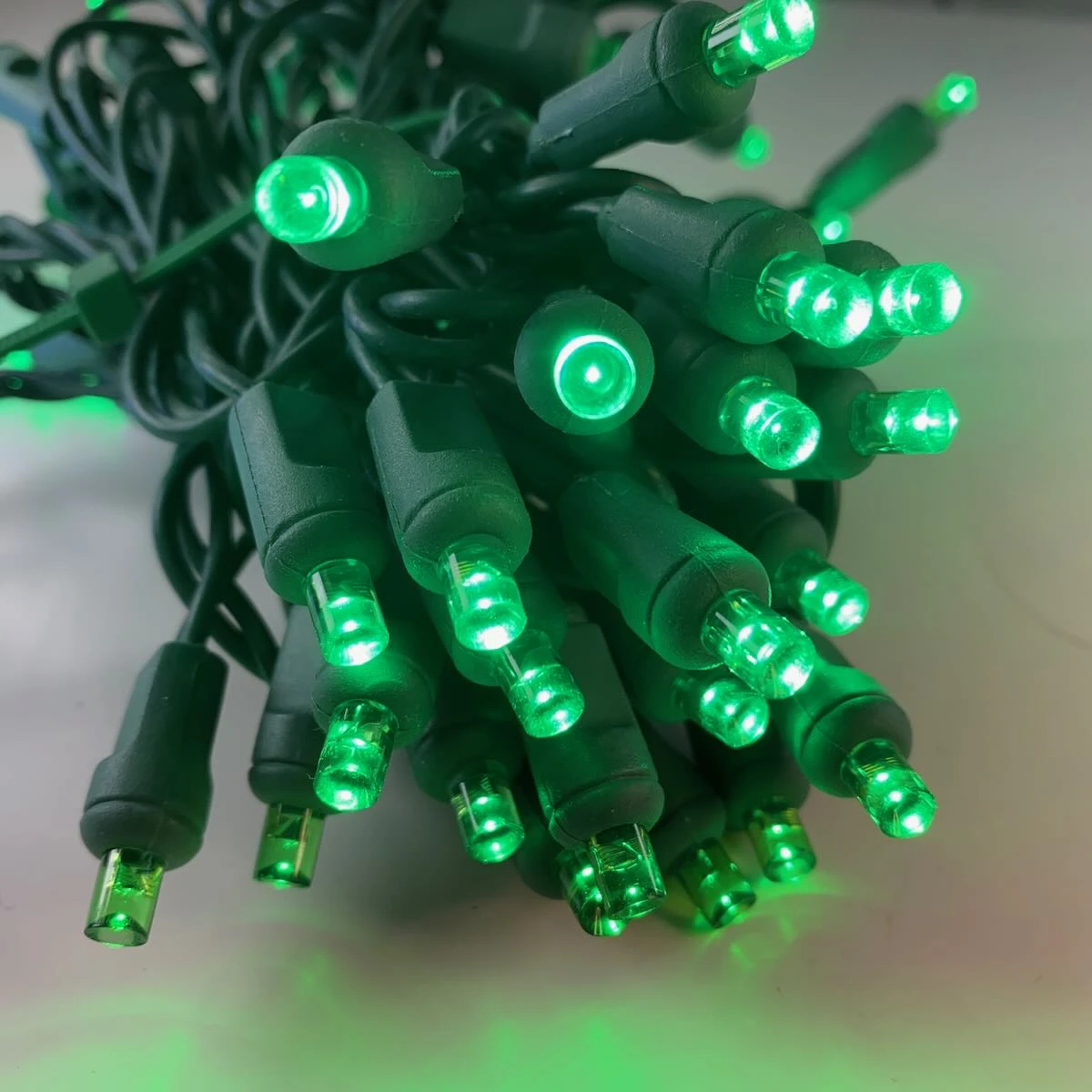 50-light 5mm Green LED Christmas Lights, 4" Spacing, Green Wire 1 50-light 5mm Green LED Christmas Lights, 4" Spacing, Green Wire