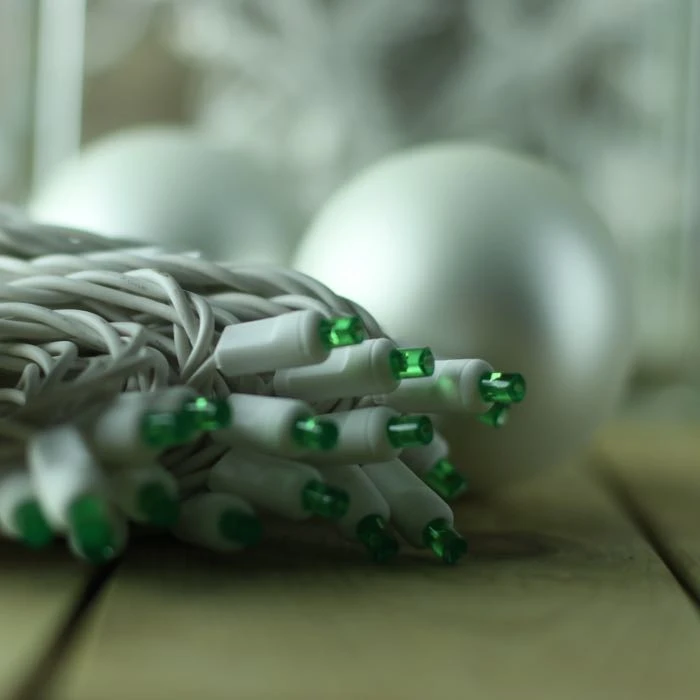 50-light 5mm Green LED Christmas Lights, 4" Spacing White Wire 4 50-light 5mm Green LED Christmas Lights, 4" Spacing White Wire - Image 4