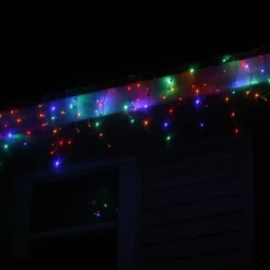 100-light Multicolor 5mm LED Icicle Lights, White Wire -Christmas Light Store 5mm multi led icicle lights green wire