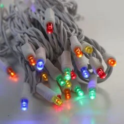 Christmas Light Store 47 50-light 5mm Multicolor LED Christmas Lights, 4" Spacing White Wire
