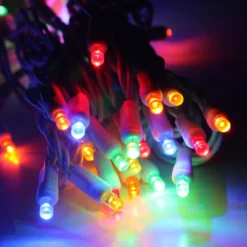 50-light 5mm Multicolor LED Christmas Lights, 4" Spacing White Wire -Christmas Light Store 5mm multicolor led christmas lights white wire c