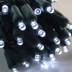 Christmas Light Store 25 50-light 5mm Pure White LED Christmas Lights, 4" Spacing Green Wire