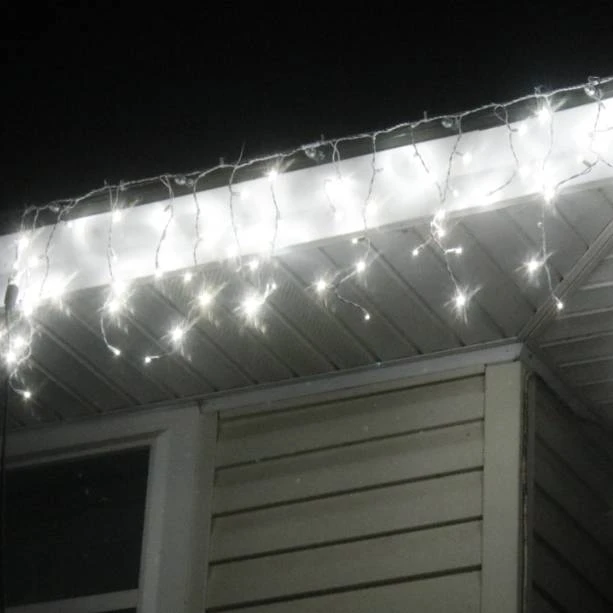 100-light Pure White 5mm LED Icicle Lights, White Wire 4 100-light Pure White 5mm LED Icicle Lights, White Wire - Image 4