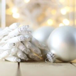 50-light 5mm Pure White LED Christmas Lights, 4" Spacing White Wire -Christmas Light Store 5mm pure white white wire LED Christmas lights 082718