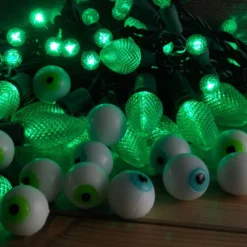 25-light C9 Green LED Christmas Lights, 8" Spacing Green Wire -Christmas Light Store Green c9 LED Christmas lights 101718