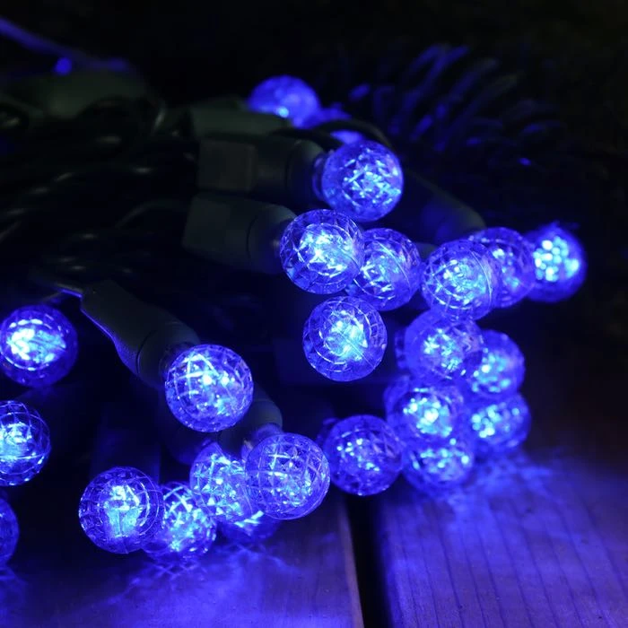 50-light G12 Blue LED Christmas Lights, 4" Spacing Green Wire 3 50-light G12 Blue LED Christmas Lights, 4" Spacing Green Wire - Image 3