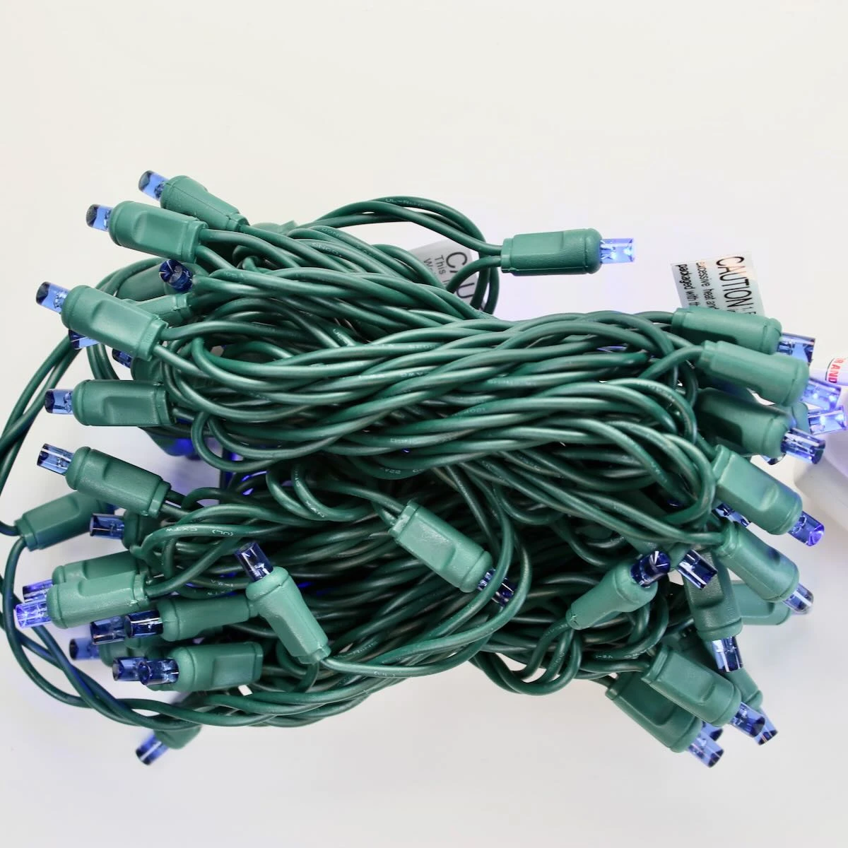 50-light 5mm Blue Strobe LED Christmas Lights, Green Wire 4" Spacing 1 50-light 5mm Blue Strobe LED Christmas Lights, Green Wire 4" Spacing