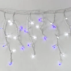 Christmas Light Store -Christmas Light Store blue white M5 led icicle lights white wire b 1