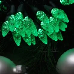 50-light C6 Green LED Christmas Lights, 4" Spacing Green Wire -Christmas Light Store c6 green led christmas lights 1118
