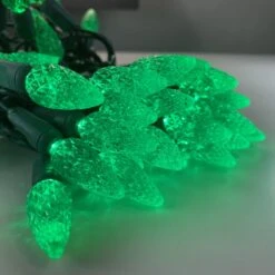 Christmas Light Store 11 50-light C6 Green LED Christmas Lights, 4" Spacing Green Wire