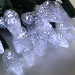 50-light C6 Pure White LED Christmas Lights, 4" Spacing Green Wire