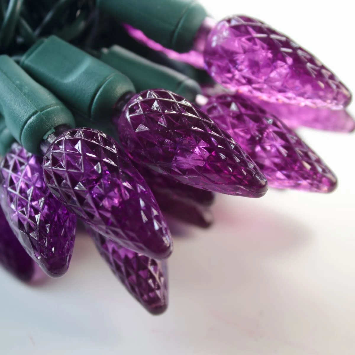 50-light C6 Purple LED Christmas Lights, 4" Spacing Green Wire 2 50-light C6 Purple LED Christmas Lights, 4" Spacing Green Wire - Image 2