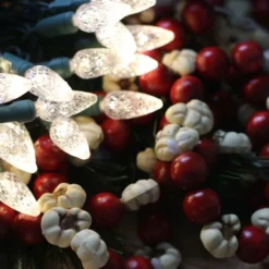 50-light C6 Warm White LED Christmas Lights, 4" Spacing Green Wire -Christmas Light Store c6 warm white green wire led christmas lights