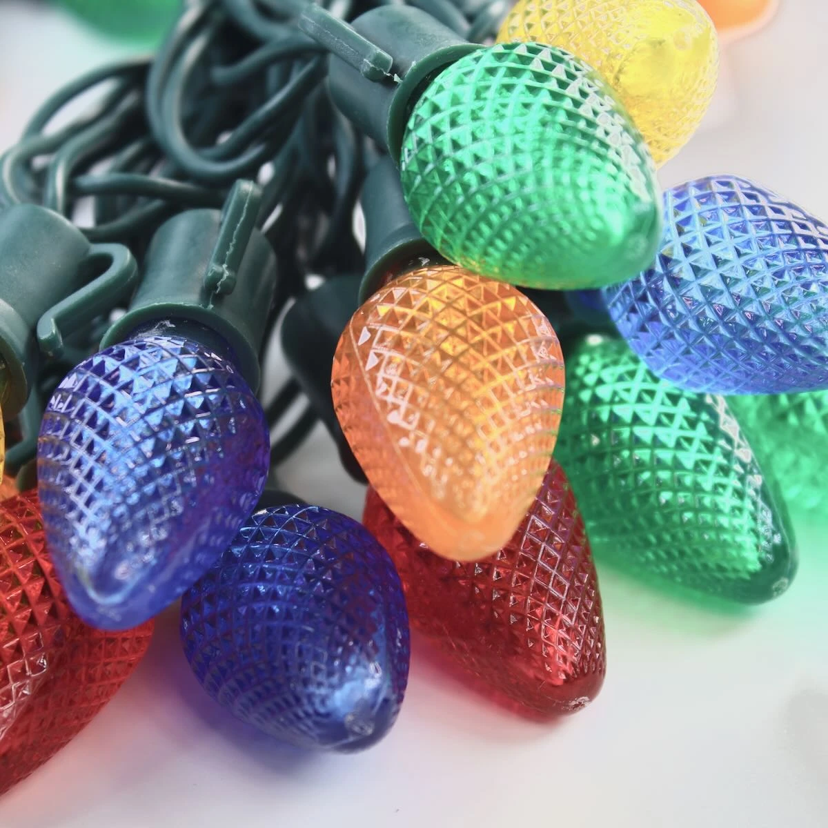 25-light C7 Multicolor LED Christmas Lights, 8" Spacing Green Wire 2 25-light C7 Multicolor LED Christmas Lights, 8" Spacing Green Wire - Image 2