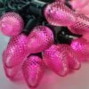 25-light C7 Pink LED Christmas Lights, 8" Spacing Green Wire