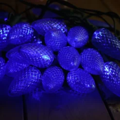 25-light C9 Blue LED Christmas Lights, 8" Spacing Green Wire -Christmas Light Store c9 blue led christmas light 82818