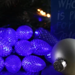 25-light C9 Blue LED Christmas Lights, 8" Spacing Green Wire -Christmas Light Store c9 blue led christmas light 83018