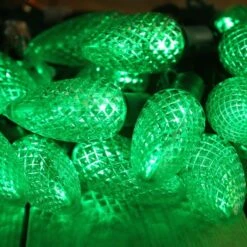 Christmas Light Store 5 25-light C9 Green LED Christmas Lights, 8" Spacing Green Wire