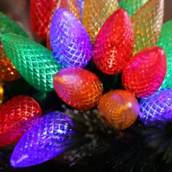 25-light C9 Multicolor LED Christmas Lights, 8" Spacing Green Wire -Christmas Light Store c9 multi led christmas light 82818