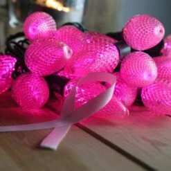 25-light C9 Pink LED Christmas Lights, 8" Spacing Green Wire -Christmas Light Store c9 pink led christmas lights ribbon