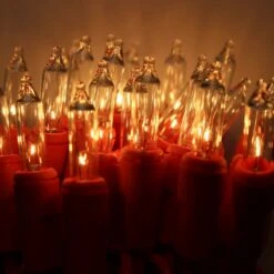 100-bulb White Mini Lights, 2.5" Spacing Red Wire -Christmas Light Store clear glass mini lights red wire c