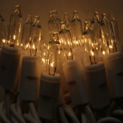 100-bulb Clear Mini Lights, 4" Spacing, White Wire -Christmas Light Store clear glass mini lights white wire c