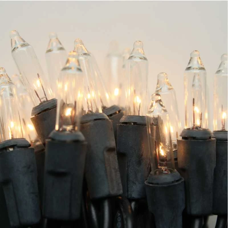 100-bulb Clear MiniLights, 4" Spacing Black Wire 1 100-bulb Clear MiniLights, 4" Spacing Black Wire