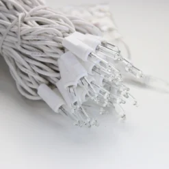 100-bulb Clear Mini Lights, 6" Spacing, White Wire -Christmas Light Store clear mini lights white wire a