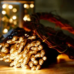 100-bulb Clear Mini Lights, 4" Spacing Brown Wire -Christmas Light Store clear white mini lights brown wire 042418