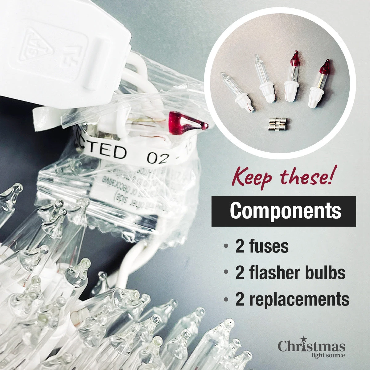 100-bulb Candy Cane (Red Clear Frost) Mini Lights, 4" Spacing, Green Wire 7 100-bulb Candy Cane (Red Clear Frost) Mini Lights, 4" Spacing, Green Wire - Image 7