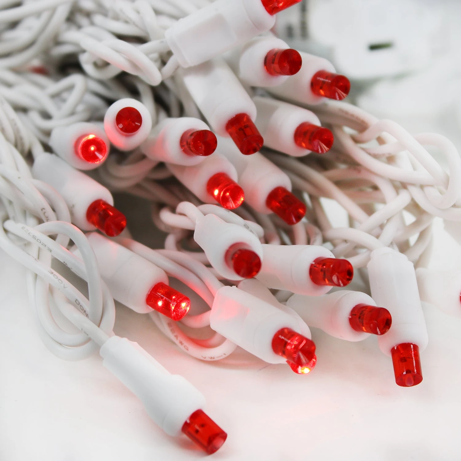 50-light 5mm Red Strobe LED Christmas Lights, 4" Spacing White Wire 1 50-light 5mm Red Strobe LED Christmas Lights, 4" Spacing White Wire