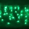 100-light Green 5mm LED Icicle Lights, White Wire