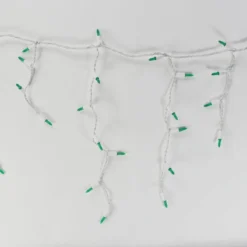 100-light M5 Green LED Icicle Lights, White Wire -Christmas Light Store green M5 led icicle lights white wire a