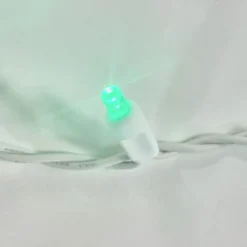 100-light Green 5mm LED Icicle Lights, White Wire 11 100-light Green 5mm LED Icicle Lights, White Wire -Christmas Light Store green led 5mm icicle light white wire closeup