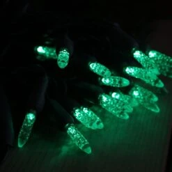 Christmas Light Store 15 50-light M5 Green LED Christmas Lights, 4" Spacing Green Wire Wire