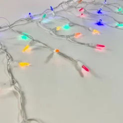 100-light M5 Multicolor LED Icicle Lights, White Wire -Christmas Light Store multi led m5 icicle lights white wire