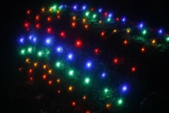 100-light Multicolor 5mm LED Net Lights, Green Wire -Christmas Light Store multi led net lights wide 110619