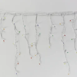 100-light Multicolor 5mm LED Icicle Lights, White Wire -Christmas Light Store multicolor 5mm led icicle lights white wire a