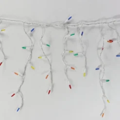 100-light M5 Multicolor LED Icicle Lights, White Wire -Christmas Light Store multicolor M5 led icicle lights white wire a