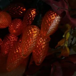 25-light C9 Orange LED Christmas Lights, 8" Spacing Green Wire -Christmas Light Store orange c9 led christmas lights 080518c