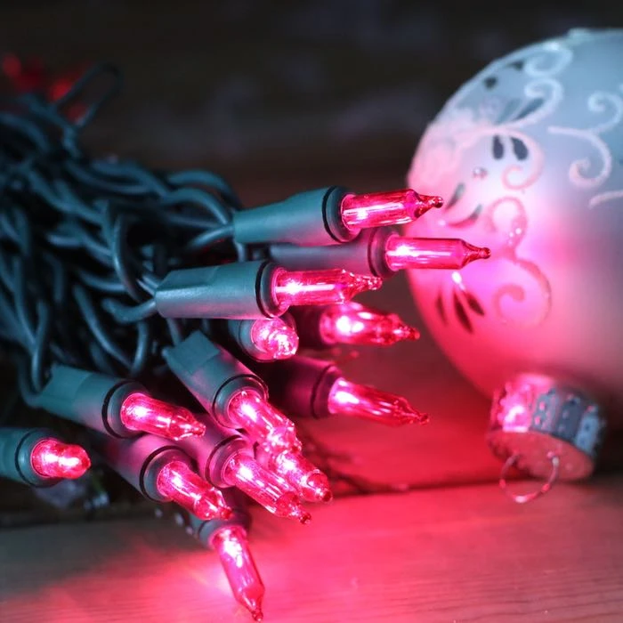 100-bulb Pink Mini Lights, 6" Spacing, Green Wire 6 100-bulb Pink Mini Lights, 6" Spacing, Green Wire - Image 6