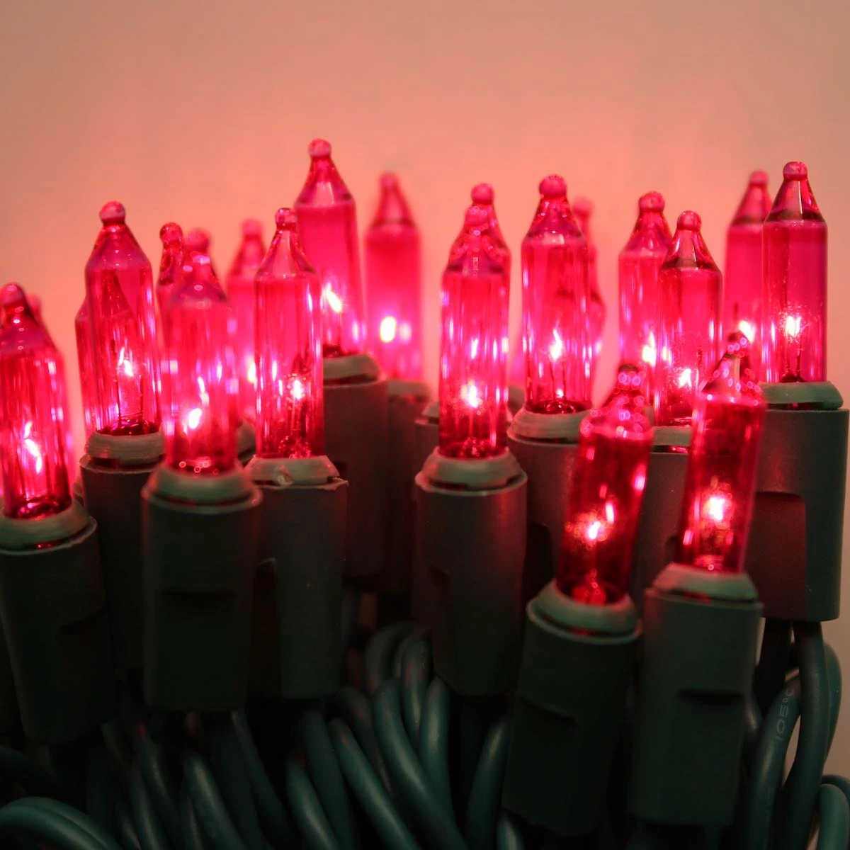 100-bulb Pink Mini Lights, 6" Spacing, Green Wire 1 100-bulb Pink Mini Lights, 6" Spacing, Green Wire