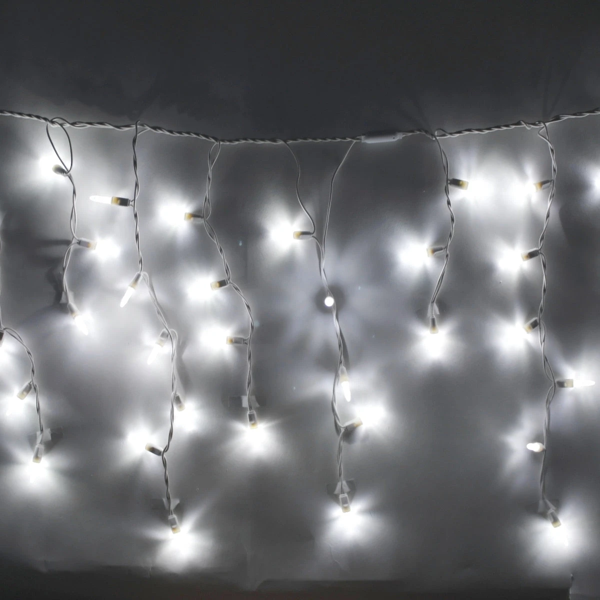 100-light M5 Pure White LED Icicle Lights, White Wire 1 100-light M5 Pure White LED Icicle Lights, White Wire