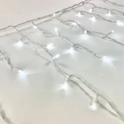 100-light Pure White 5mm LED Icicle Lights, White Wire 7 100-light Pure White 5mm LED Icicle Lights, White Wire -Christmas Light Store pure white led 5mm icicle lights white wire
