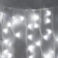 8-foot LED Curtain Lights Pure White On White Wire