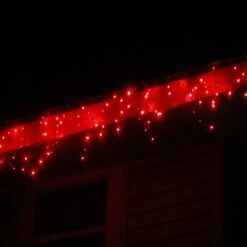 Christmas Light Store 35 100-light M5 Red LED Icicle Lights, White Wire