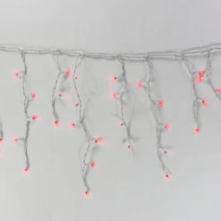 Christmas Light Store 23 100-light Red 5mm LED Icicle Lights, White Wire