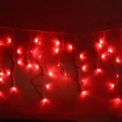 100-light Red 5mm LED Icicle Lights, White Wire -Christmas Light Store red 5mm led icicle lights white wire c