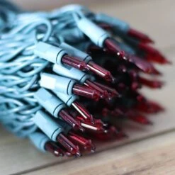 100-bulb Red Mini Lights, 4" Spacing, Green Wire -Christmas Light Store red christmas mini lights green wire 1118 565e1ad2 e196 4697 b667 c403f70016b3